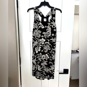 Cabi 5263 Padma Black White Floral Racerback Casual Tank Dress Size med